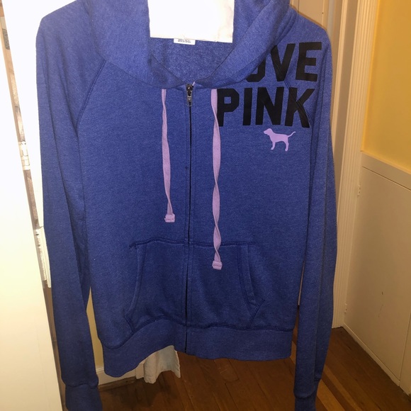 blue zip up sweatshirt